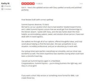 Yelp review for Stacey Yelp review for Stacey